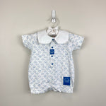 Load image into Gallery viewer, Vintage Small Stars White Blue Whale Shortall Romper 6-9 Months
