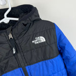 Load image into Gallery viewer, The North Face Reversible Mount Chimbo Full-Zip Hooded Jacket Blue Black 4T
