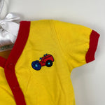 Load image into Gallery viewer, Simply Basic Yellow Tractor Bodysuit Romper 0-3 Months
