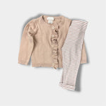 Load image into Gallery viewer, Laura Ashley Ruffle Cardigan and Ribbed Pants Set 18 Months
