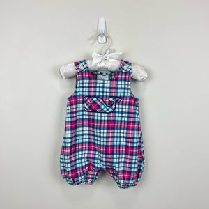 Vineyard Vines Plaid Whale Jon Jon Romper 0-3 Months