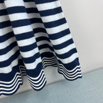 Load image into Gallery viewer, Milly Mini Textured Wave Flare Dress Navy Blue Stripes 7/8 NWT
