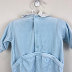 Load image into Gallery viewer, Bout'Chou Blue Velour Embroidered Bib Footie Romper 1 M
