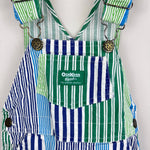Load image into Gallery viewer, Vintage OshKosh B'gosh Mixed Blue Green Striped Shortalls 4T
