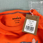 Load image into Gallery viewer, Mini Boden Animal Printed Cotton T-Shirt Fire Opal Orange Rhino 8-9 NWT
