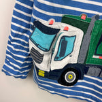Load image into Gallery viewer, Mini Boden Lift-the-flap Trash Truck T-Shirt Elizabethan Blue/Ivory Stripe 7-8
