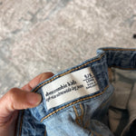 Load image into Gallery viewer, Abercrombie Kids High Rise Ultra Wide Leg Jeans Embroidered Bows 5/6 Long
