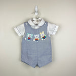 Load image into Gallery viewer, Vintage Two Piece Bunny Bear Shortall Romper 6-9 Months
