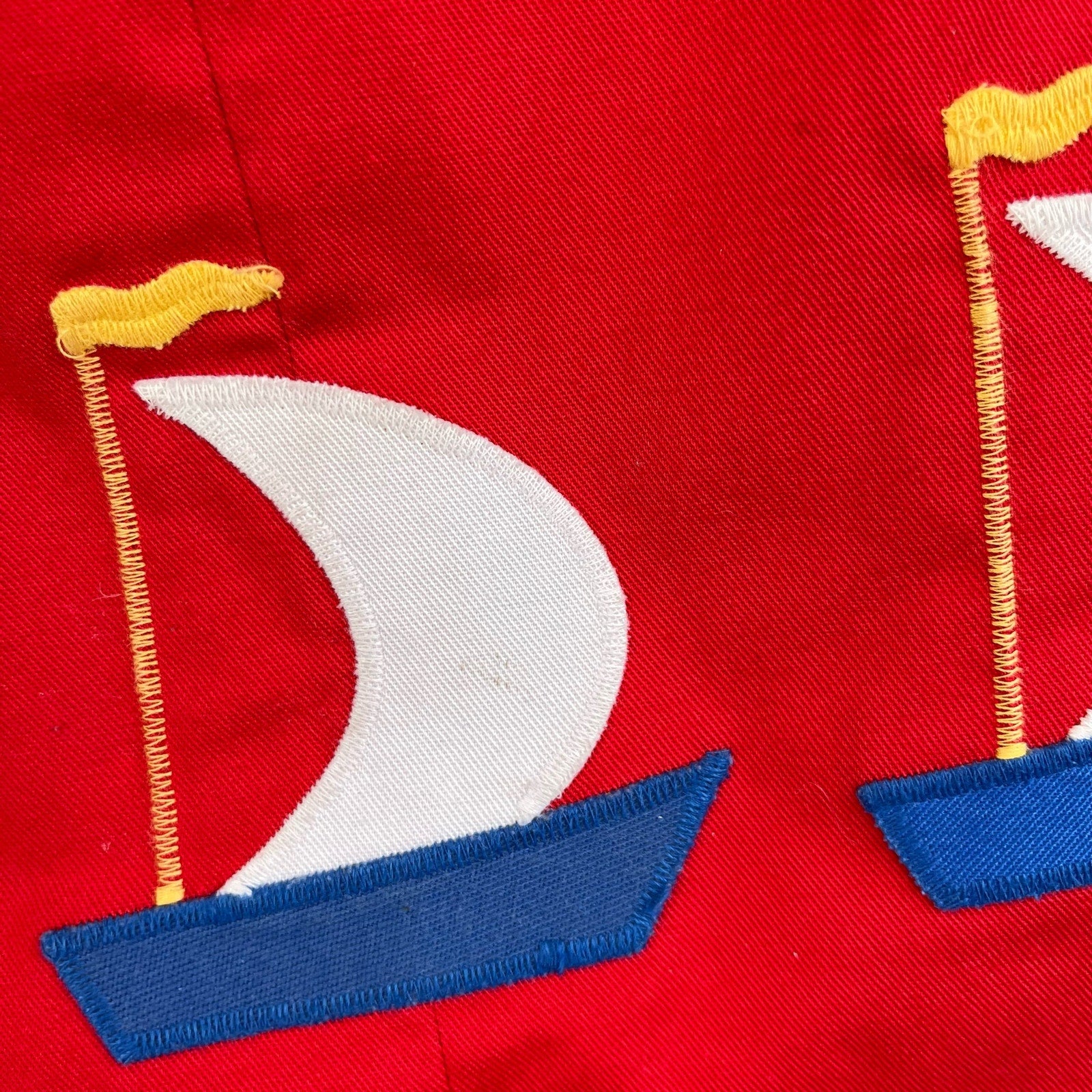 Vintage Red Applique Sailboat Jon Jon Romper 4T