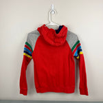 Load image into Gallery viewer, Mini Boden Rainbow Stripe Hoodie Red 9-10

