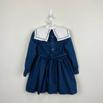 Load image into Gallery viewer, Vintage Winnie the Pooh Navy Blue Smocked Sailboat Dress 4T
