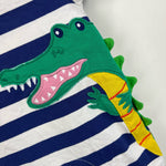 Load image into Gallery viewer, Mini Boden Striped Crocodile Applique Shortall Romper Newborn
