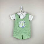 Load image into Gallery viewer, Vintage Glorimont Reversible Bunny Tools Applique Shortall Set XS 6 Months USA
