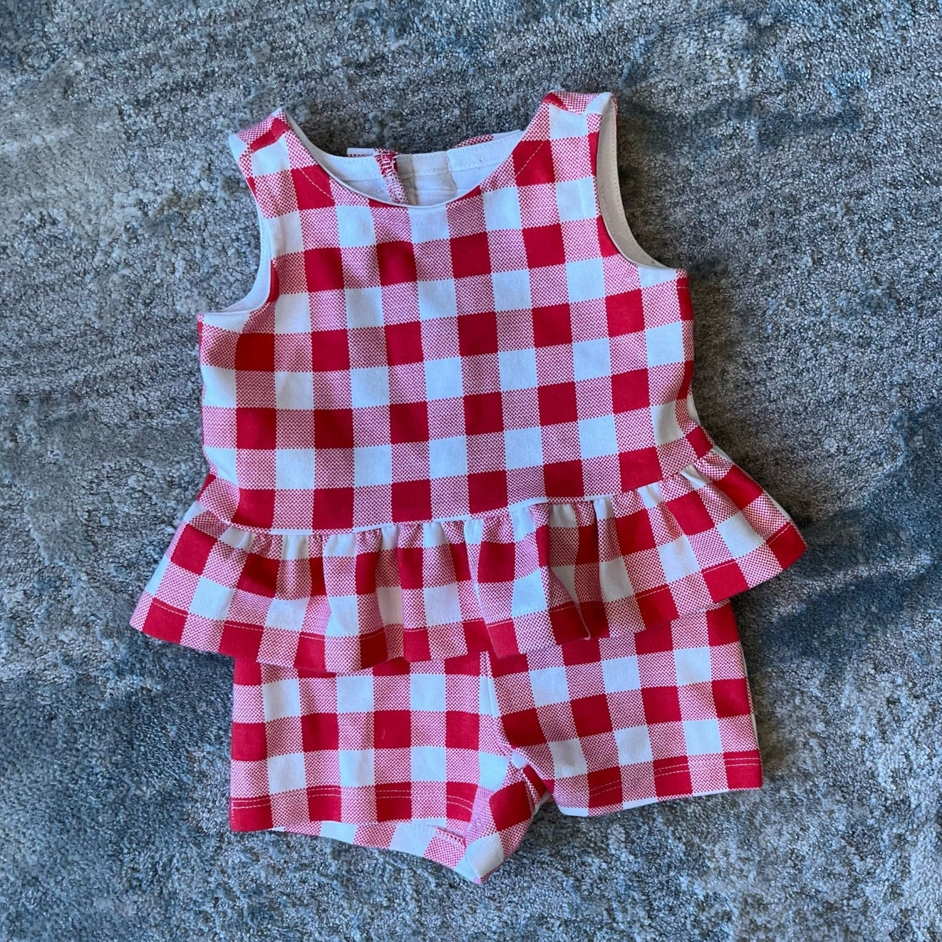 Janie & Jack Island Punch Gingham Peplum Top and Ponte Short 6-12 Months