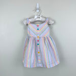 Load image into Gallery viewer, Bonnie Baby Pastel Stripe Seersucker Dress 6-9 Months

