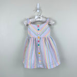 Load image into Gallery viewer, Bonnie Baby Pastel Stripe Seersucker Dress 6-9 Months

