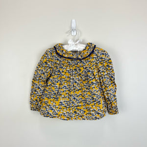 Busy Bees Yellow Blue Floral Ruffle Blouse 24 Months