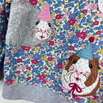 Load image into Gallery viewer, Mini Boden Cosy Applique Sweatshirt Floral Blossom Guinea Pigs 2-3
