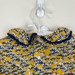 Busy Bees Yellow Blue Floral Ruffle Blouse 24 Months