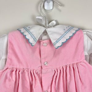 Vintage Pink White Collared Dress 9 Months