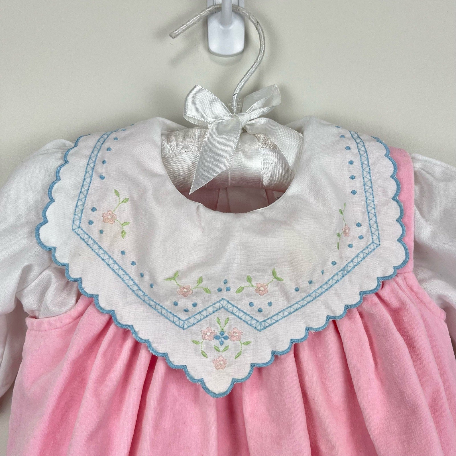 Vintage Pink White Collared Dress 9 Months