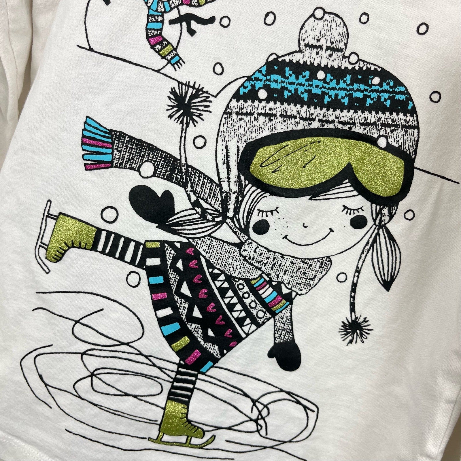 Hanna Andersson Long Sleeve Ice Skating Tee 120 cm 6-7