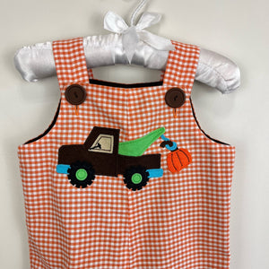 Kelly's Kids Pumpkin Patch Plaid Overalls 12 Months