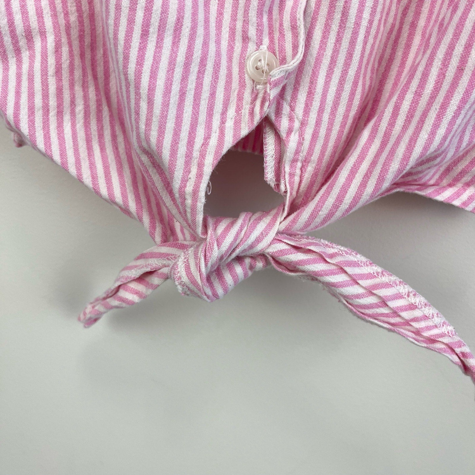 Vintage Just Friends Sleeveless Pink Pinstripe Collared Top 4T