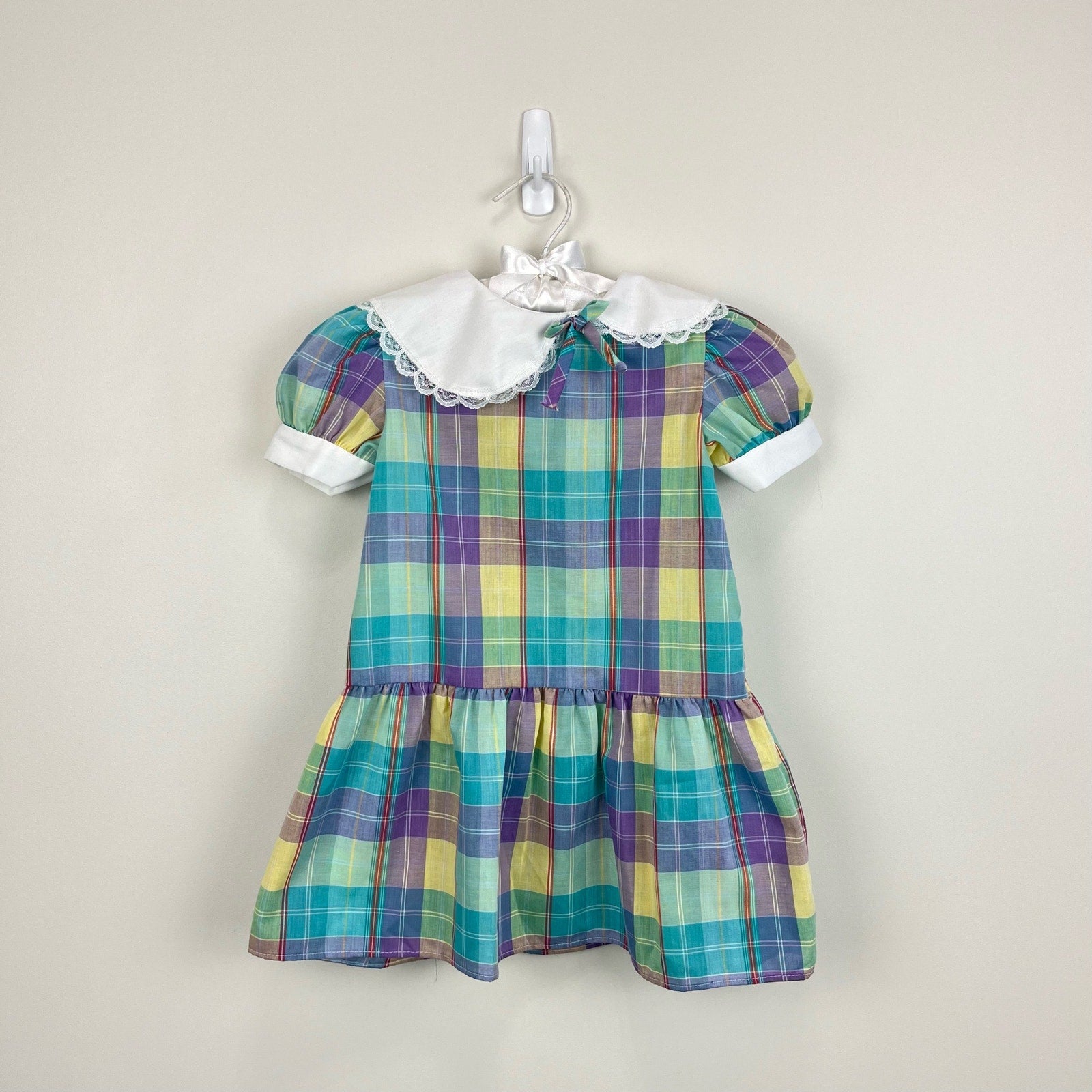 Vintage Robyn Sue Fashions Pastel Plaid Dress 4T