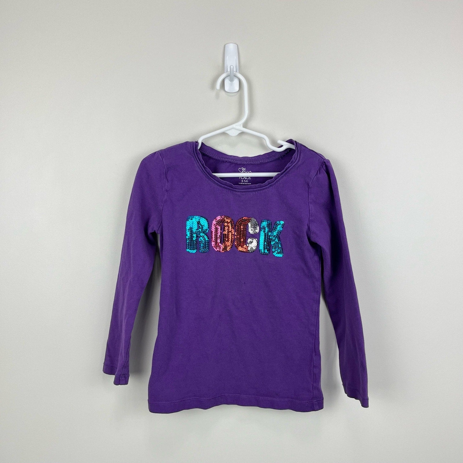 The Children's Place Purple Sequin ROCK Tee Small 5/6