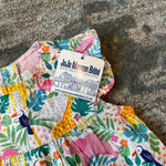 Load image into Gallery viewer, JoJo Maman Bebe Pretty Ruffle Shoulder Sunsuit Tropical Animals 0-3 Months NWT
