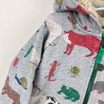 Load image into Gallery viewer, Mini Boden Fun Shaggy Lined Hoody Gray Animals 4-5
