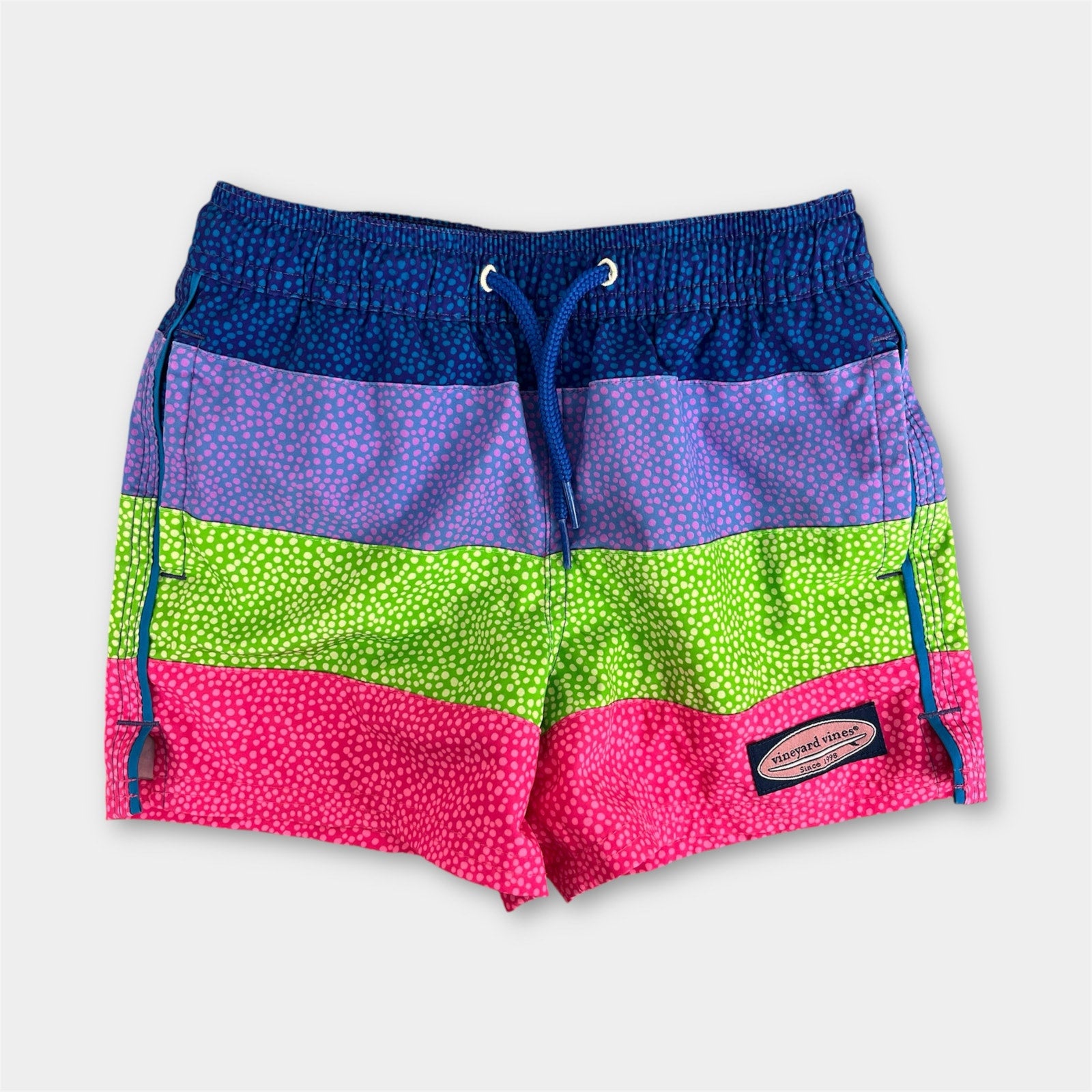 Vineyard Vines Boys Chappy Swim Trunks Neon Dots 4T