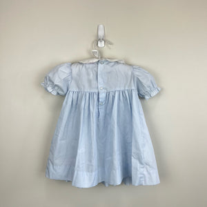 Petit Ami Smocked Short Sleeve Blue Dress 9 Months