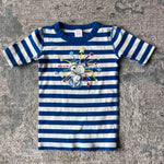 Load image into Gallery viewer, Hanna Andersson Blue &amp; White Striped Snoopy Fireworks Short John PJs 130 cm 8
