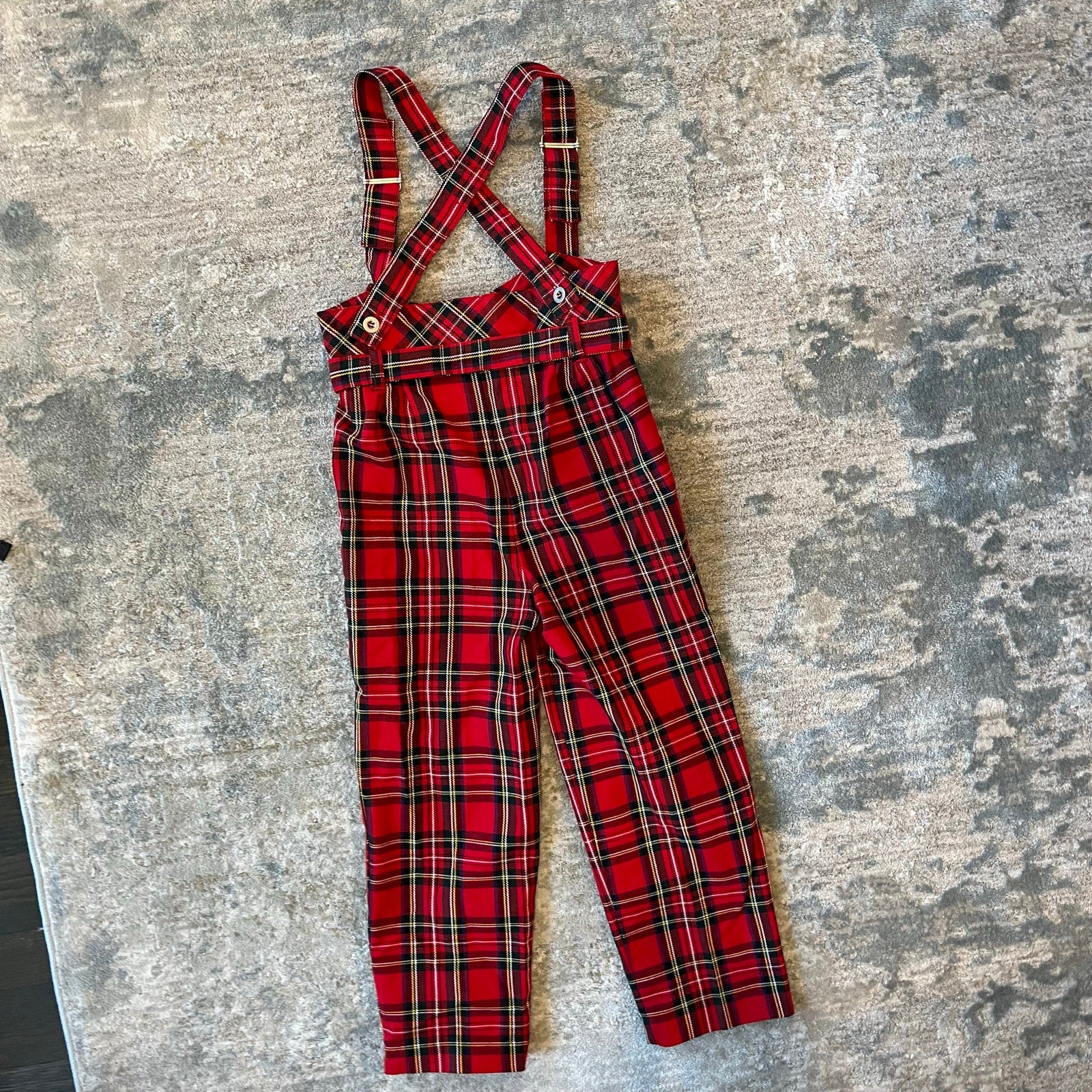 Vintage DiJon Apparel Festive Plaid Suspender Pants Overalls 6