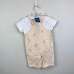 Load image into Gallery viewer, JoJo Maman Bebe 2-Piece Chicks Embroidered Dungarees &amp; Body Set Yellow 6-12 Months NWT
