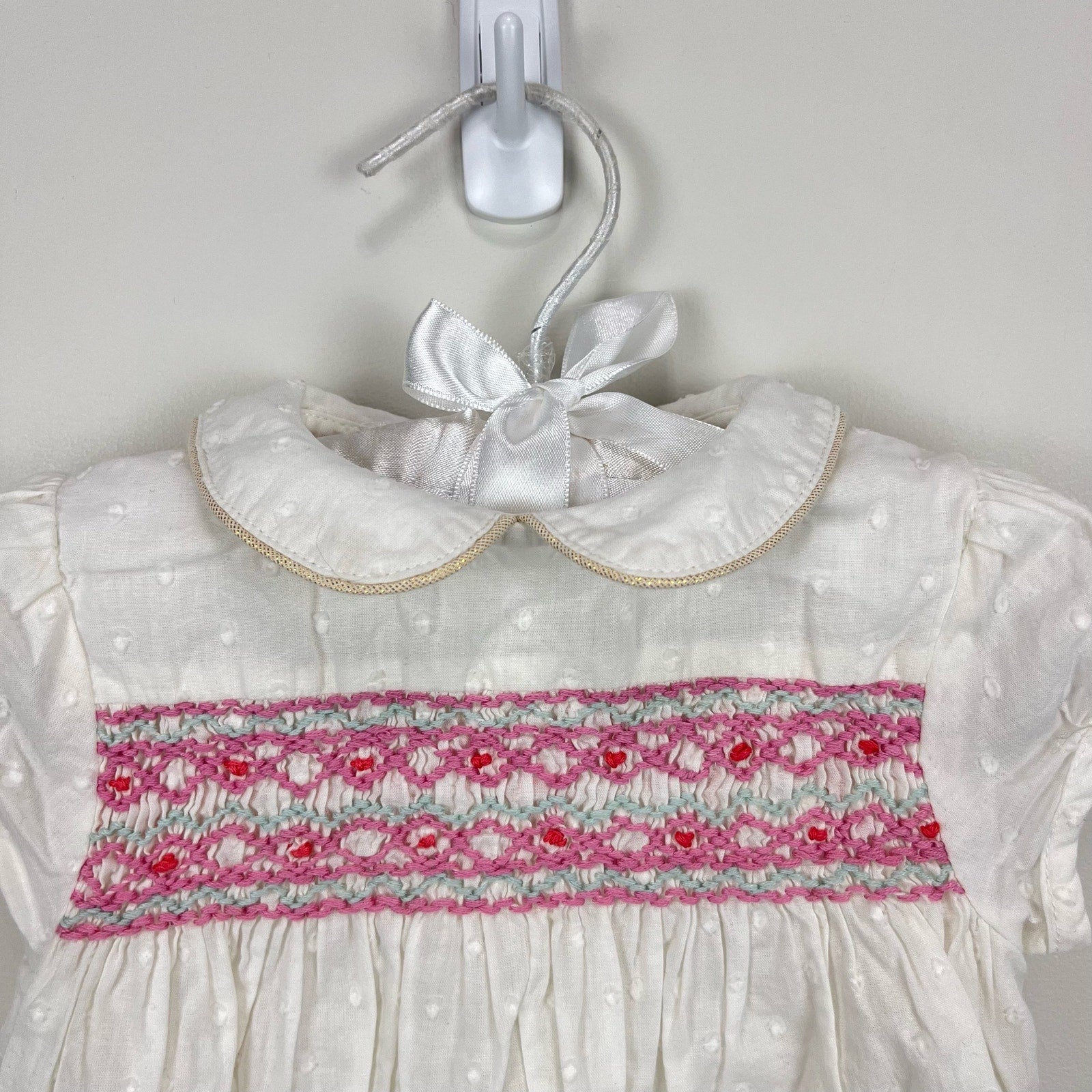 Mini Boden Smocked White Eyelet Dress 3-6 Months