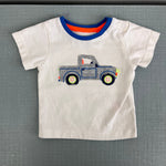 Load image into Gallery viewer, Mini Boden Jersey Short Set Blue Stripe Applique Truck 0-3 Months
