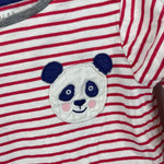 Load image into Gallery viewer, Mini Boden Red and White Striped Applique Panda T-Shirt 2-3
