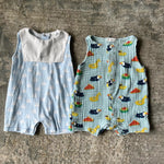 Load image into Gallery viewer, Angel Dear Shortie Romper Blue Muslin 6-12 Months
