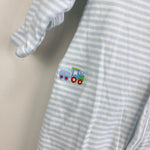 Load image into Gallery viewer, Kissy Kissy Blue Striped Train Footie 0-3 Months
