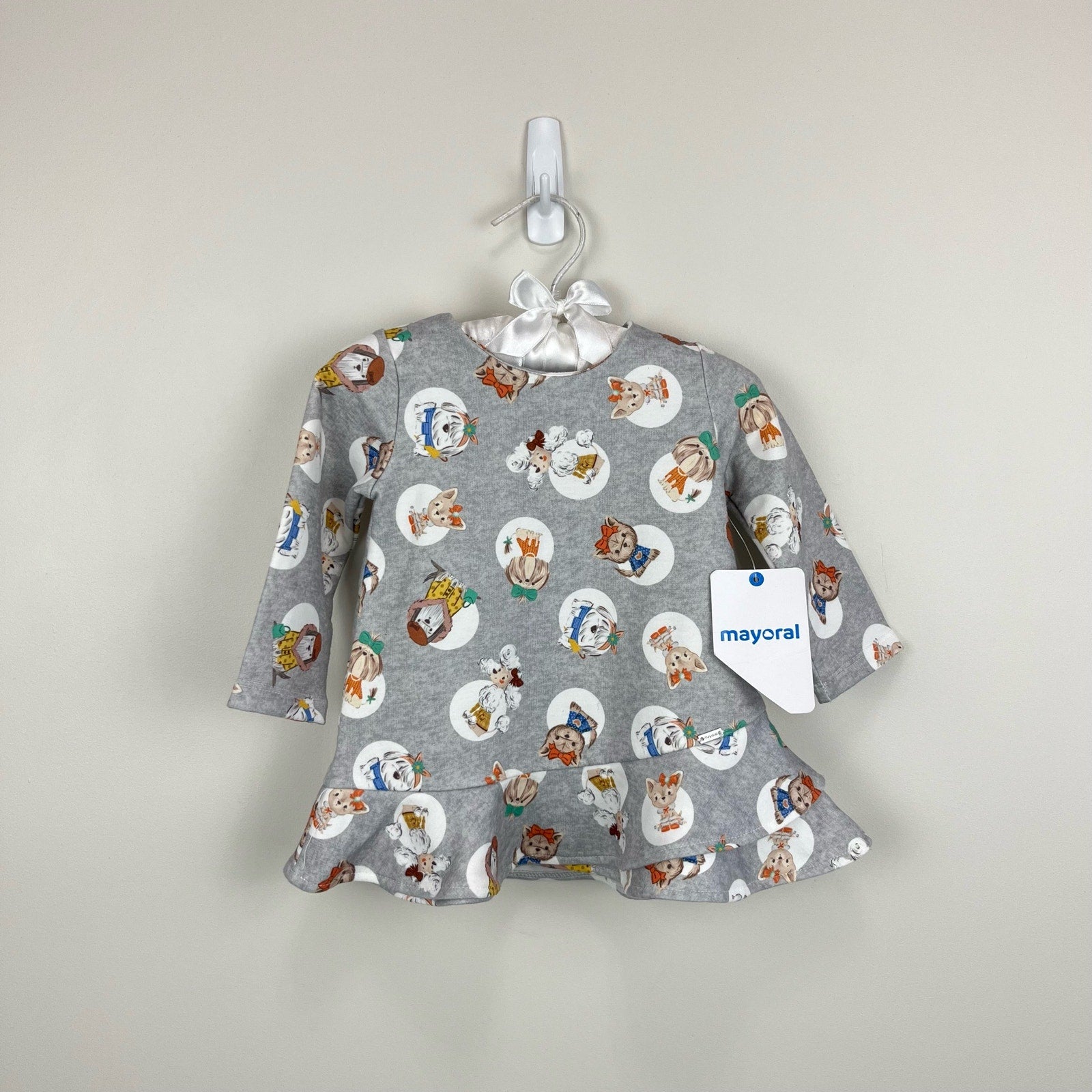 Mayoral Gray Ruffle Dog Dress 6 Months NWT