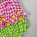 Load image into Gallery viewer, Vintage Small Steps Ruffle Gingham Fruit Romper 6-9 Months
