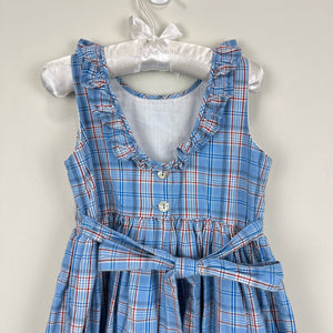 Papo d'Anjo Blue Plaid Ruffle Dress 3T