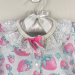 Load image into Gallery viewer, Vintage Carter's Lace Ruffle Strawberry Footie Romper 3-6 Months USA
