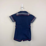 Load image into Gallery viewer, Vintage Navy Blue Sailor Suit Romper 18 Months
