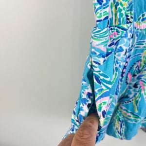 Lilly Pulitzer Girls Judith Romper Bermuda Blue Turtle XS 2-3