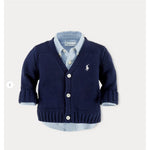 Load image into Gallery viewer, Ralph Lauren Navy Blue Cardigan Sweater 9 Months NWT
