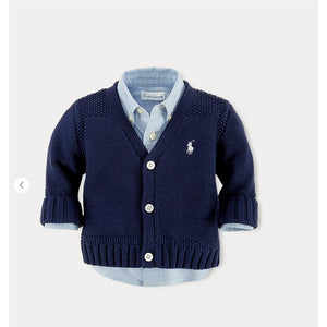 Ralph Lauren Navy Blue Cardigan Sweater 9 Months NWT